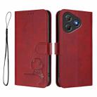 For Blackview Oscal Flat 2 / 2C Litter Panda Embossing RFID Leather Phone Case with Lanyard(Wine Red) - 2