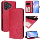 For Blackview Oscal Flat 2 / 2C Litter Panda Embossing RFID Leather Phone Case with Lanyard(Rose Red) - 1