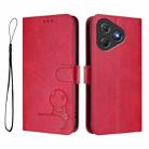 For Blackview Oscal Flat 2 / 2C Litter Panda Embossing RFID Leather Phone Case with Lanyard(Rose Red) - 2