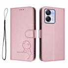 For Blackview Oscal Modern 8 / Color 8 Litter Panda Embossing RFID Leather Phone Case with Lanyard(Pink) - 2