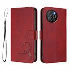 For Blackview Shark 8 / Oscal Tiger 12 Litter Panda Embossing RFID Leather Phone Case with Lanyard(Wine Red) - 2