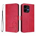 For Boost Mobile Celero 5G+ / Celero 3+ 5G Litter Panda Embossing RFID Leather Phone Case with Lanyard(Rose Red) - 2