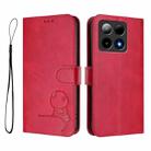 For Boost Mobile Summit 5G 2024 Litter Panda Embossing RFID Leather Phone Case with Lanyard(Rose Red) - 2