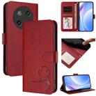 For Coolpad C16 Litter Panda Embossing RFID Leather Phone Case with Lanyard(Wine Red) - 1