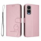 For Cricket Debut S3 Litter Panda Embossing RFID Leather Phone Case with Lanyard(Pink) - 2