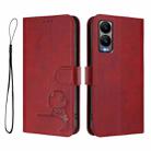 For Cricket Debut S3 Litter Panda Embossing RFID Leather Phone Case with Lanyard(Wine Red) - 2