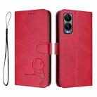 For Cricket Debut S3 Litter Panda Embossing RFID Leather Phone Case with Lanyard(Rose Red) - 2