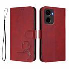For Cricket Magic 2 5G Litter Panda Embossing RFID Leather Phone Case with Lanyard(Wine Red) - 2