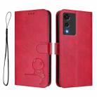 For Cubot A10 Litter Panda Embossing RFID Leather Phone Case with Lanyard(Rose Red) - 2