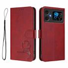 For Cubot A20 Litter Panda Embossing RFID Leather Phone Case with Lanyard(Wine Red) - 2