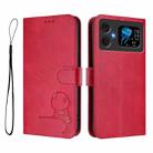 For Cubot A20 Litter Panda Embossing RFID Leather Phone Case with Lanyard(Rose Red) - 2