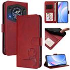 For Cubot A30 Litter Panda Embossing RFID Leather Phone Case with Lanyard(Wine Red) - 1