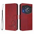 For Cubot A30 Litter Panda Embossing RFID Leather Phone Case with Lanyard(Wine Red) - 2