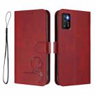 For Cubot P50 Litter Panda Embossing RFID Leather Phone Case with Lanyard(Wine Red) - 2