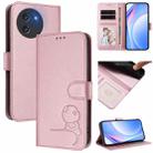 For Doogee Note 59 / Note 59 Pro Litter Panda Embossing RFID Leather Phone Case with Lanyard(Pink) - 1