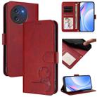 For Doogee Note 59 / Note 59 Pro Litter Panda Embossing RFID Leather Phone Case with Lanyard(Wine Red) - 1