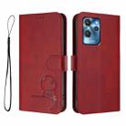 For Oukitel C32 Litter Panda Embossing RFID Leather Phone Case with Lanyard(Wine Red) - 2
