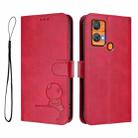 For Oukitel C33 Litter Panda Embossing RFID Leather Phone Case with Lanyard(Rose Red) - 2