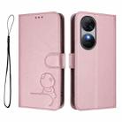 For Oukitel C38 Litter Panda Embossing RFID Leather Phone Case with Lanyard(Pink) - 2
