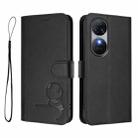 For Oukitel C38 Litter Panda Embossing RFID Leather Phone Case with Lanyard(Black) - 2