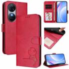 For Oukitel C38 Litter Panda Embossing RFID Leather Phone Case with Lanyard(Rose Red) - 1