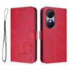 For Oukitel C38 Litter Panda Embossing RFID Leather Phone Case with Lanyard(Rose Red) - 2