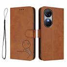 For Oukitel C38 Litter Panda Embossing RFID Leather Phone Case with Lanyard(Brown) - 2
