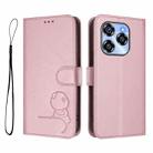 For Oukitel C50 Litter Panda Embossing RFID Leather Phone Case with Lanyard(Pink) - 2