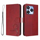 For Oukitel C50 Litter Panda Embossing RFID Leather Phone Case with Lanyard(Wine Red) - 2