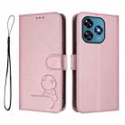For Oukitel C51 Litter Panda Embossing RFID Leather Phone Case with Lanyard(Pink) - 2