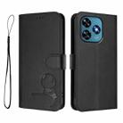 For Oukitel C51 Litter Panda Embossing RFID Leather Phone Case with Lanyard(Black) - 2