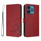 For Oukitel C51 Litter Panda Embossing RFID Leather Phone Case with Lanyard(Wine Red) - 2