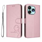 For UMIDIGI A15 / A15C / A15T Litter Panda Embossing RFID Leather Phone Case with Lanyard(Pink) - 2