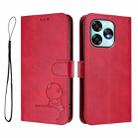 For UMIDIGI A15 / A15C / A15T Litter Panda Embossing RFID Leather Phone Case with Lanyard(Rose Red) - 2