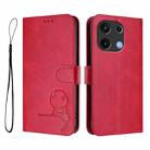 For UMIDIGI Note 100 Litter Panda Embossing RFID Leather Phone Case with Lanyard(Rose Red) - 2