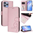 For Wiko T60 / Cubot P80 Litter Panda Embossing RFID Leather Phone Case with Lanyard(Pink) - 1