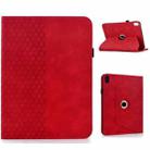 For iPad mini 2024 / mini 6 Rotatable Rhombus Embossed Smart Leather Tablet Case(Red) - 1