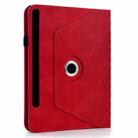 For Samsung Galaxy Tab S10 FE / S9 Rotatable Rhombus Embossed Smart Leather Tablet Case(Red) - 3