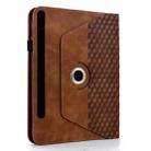 For Samsung Galaxy Tab S9 FE+ / S9+ Rotatable Rhombus Embossed Smart Leather Tablet Case(Brown) - 3