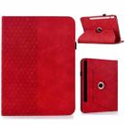 For Samsung Galaxy Tab S9 FE+ / S9+ Rotatable Rhombus Embossed Smart Leather Tablet Case(Red) - 1