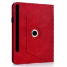For Samsung Galaxy Tab S9 FE+ / S9+ Rotatable Rhombus Embossed Smart Leather Tablet Case(Red) - 3
