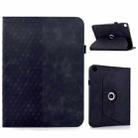 For Samsung Galaxy Tab A9+ Rotatable Rhombus Embossed Smart Leather Tablet Case(Black) - 1