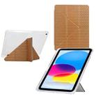 For iPad 9.7 2018 / 2017 / Air 2 / 1 Y-Fold Pyramid Texture Smart Leather Tablet Case(Gold) - 1