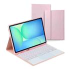 For Samsung Galaxy Tab S10 FE+ PST-X620 Touchpad Backlight Bluetooth Keyboard Leather Tablet Case(Pink) - 1