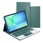 For Samsung Galaxy Tab S10 FE+ PSC-X620 Touchpad Bluetooth Keyboard Leather Tablet Case(Dark Green) - 1