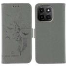 For Honor X6c 4G Feather Pattern Litchi Texture Leather Phone Case(Gray) - 1