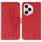 For Honor 400 Pro Global 160.8mm Feather Pattern Litchi Texture Leather Phone Case(Red) - 1