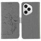 For Honor 400 Pro Global 160.8mm Feather Pattern Litchi Texture Leather Phone Case(Gray) - 1
