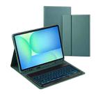 For Samsung Galaxy Tab S10 FE+ PSD-X620 Backlight Bluetooth Keyboard Leather Tablet Case(Dark Green) - 1