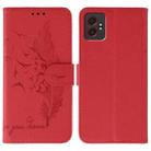 For Samsung Galaxy XCover7 Pro Feather Pattern Litchi Texture Leather Phone Case(Red) - 1
